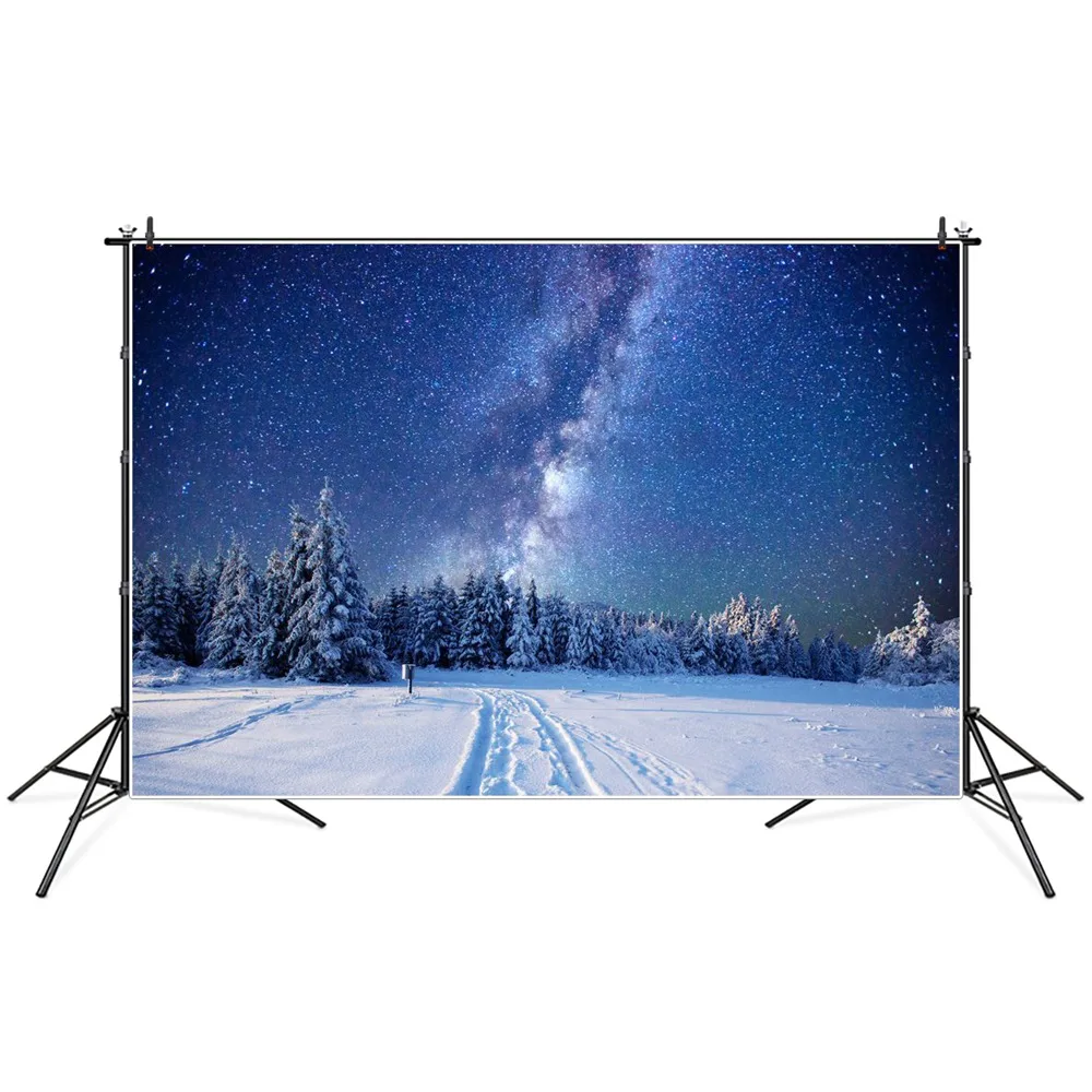 Winter Snowfiled Forest Starry Photography Backgrounds Photozone Photocall Baby Party Photographic Backdrops For Photo Studio