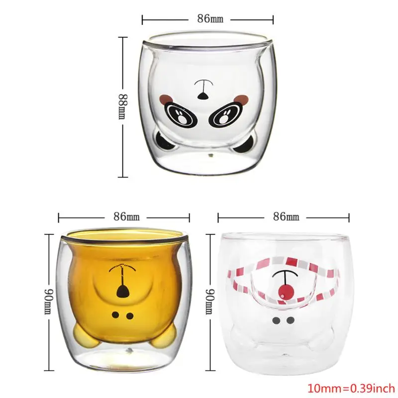 

Bear Shaped Double Wall Clear Glass Tea Cup Lover Coffee Cups Mug Gift