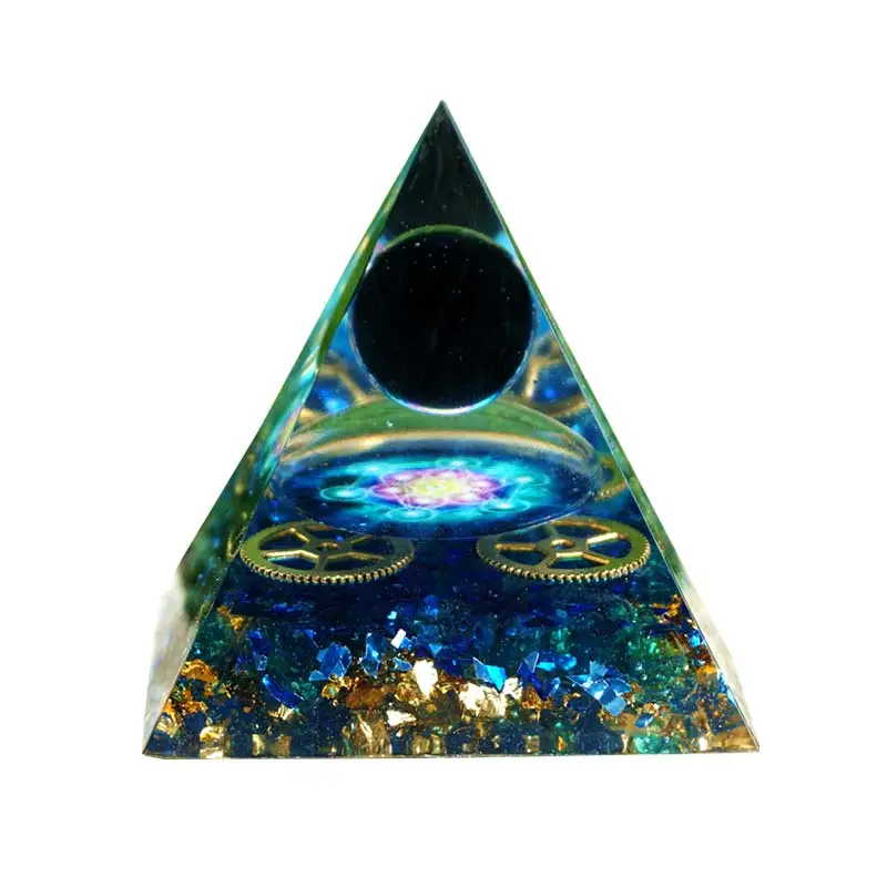 

Hotsale Orgonite Pyramid 6cm symbolizes the lucky citrine pyramid energy converter to gather wealth and prosperity resin decor