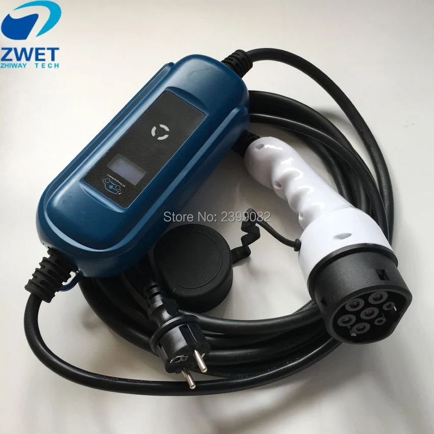 ZWET EVSE 62196 16A Тип 2 EVSE Кабель зарядного устройства EU Schuko Разъем IEC62196 автомобильный портативный EV с европейской розеткой вход