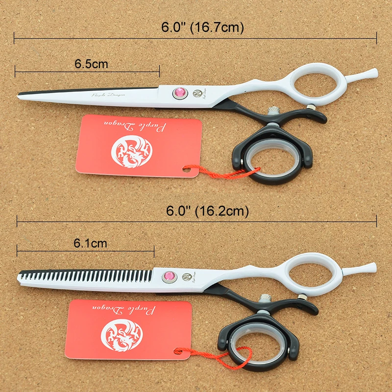 

Purple Dragon 6 inch Hair Scissors Japan Hairdressing Scissors Barbershop Haircut Shears Swivel Thumb Salon Styling Tool A0120B