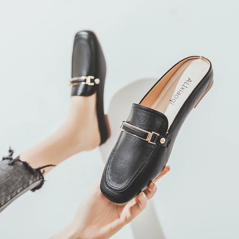 

Мокасины женские с закрытым носком, модная обувь в Европейском стиле, роскошные сандалии с пряжкой, для отдыха, Y68