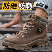 mens boots warm suede leather steel toe cap anti smash anti piercing wear resistant comfortable high top winter safety shoes