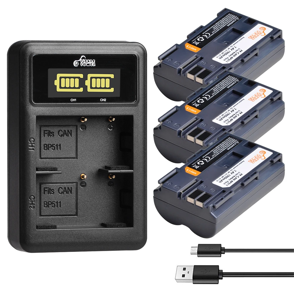 Аккумулятор BP 511 511A BP511A светодиодный аккумулятор + двойное зарядное устройство