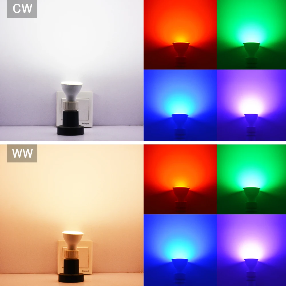 GU10 Светодиодный точечный светильник 8 Вт RGB+ белый светильник, лампа 220 В 110 В, светильник с регулируемой яркостью для украшения дома, светильник, меняющий цвет, чашка+ ИК-контроль