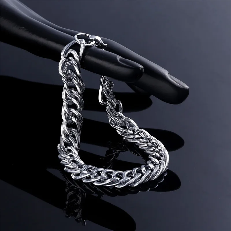 

Rinhoo 3-11mm Men's Bracelets Stainless Steel Curb Cuban Link Chain Silver Color Black Gold Bracelet Men Women Jewelry Gift