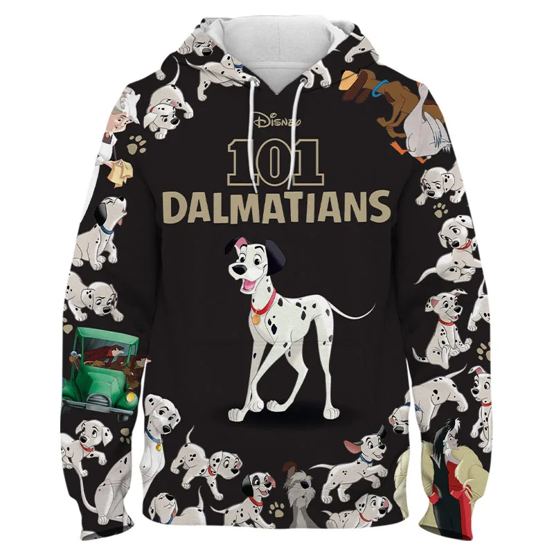 Толстовка с капюшоном и 3D-принтом из мультфильма аниме 101 далматинцев мужская
