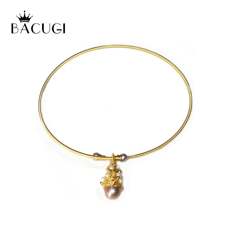 

Handmade Natural Fresh Water Baroque Pearl Pendant & Necklace For Women Engagement Fine Jewellery Collar Mujer