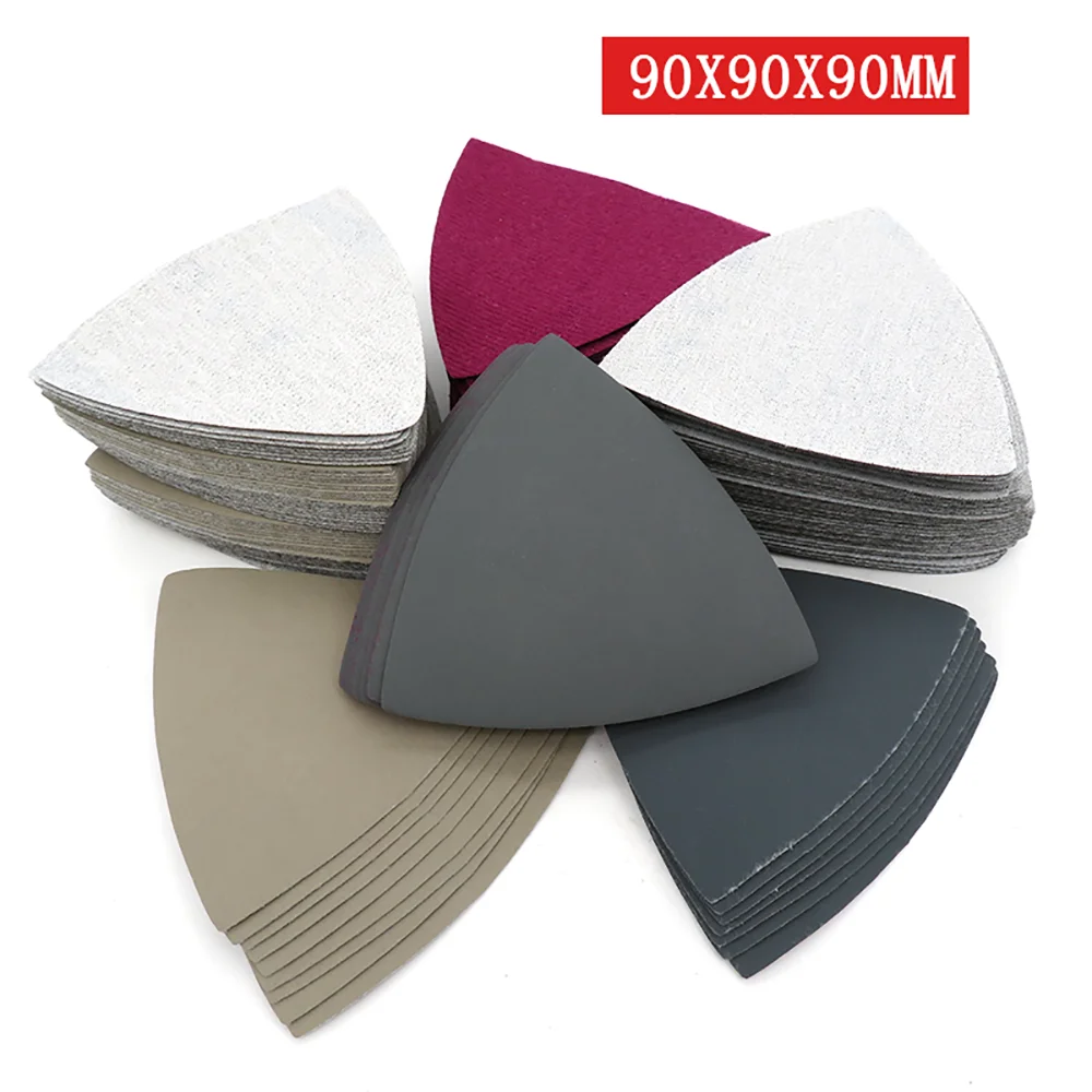 

90x90x90mm Hook & Loop Sand Paper Triangle Abrasive Sandpaper Disc Grit 80 1000 1500 2000 5000 Wet&Dry For Delta Sander Polishin