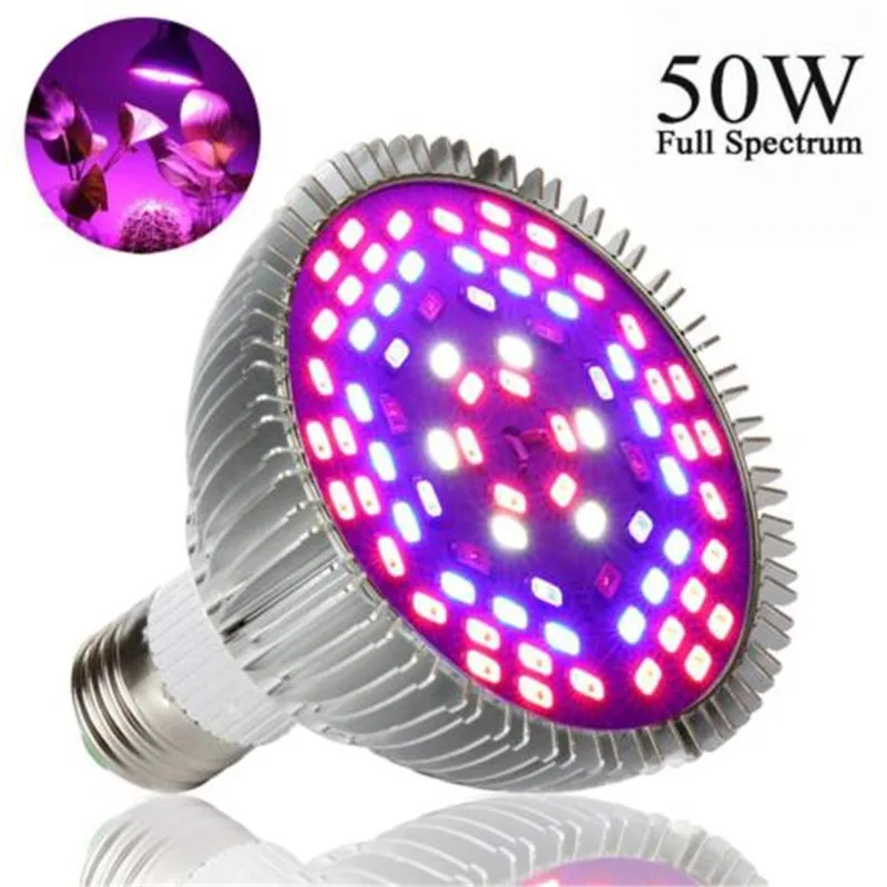 

Фитолампа E27, 220 В, 50 Вт, 5730 SMD, высокая мощность, полный спектр, для выращивания растений