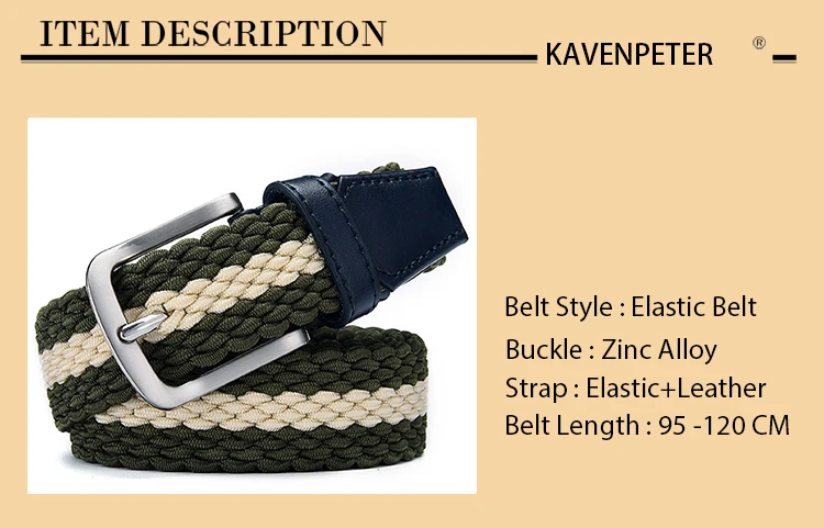 Fashion Casual Stretch Woven Belt With Leather Tip Top Elastic Belts For Men Jeans Mixed Color Braided Strap Zinc Alloy Buckle