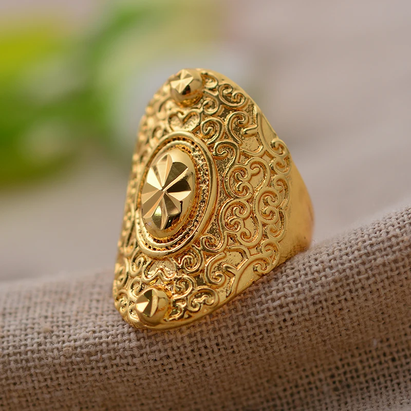 Очаровательное 24 К Золотое кольцо для женщин эфиопское обручальное