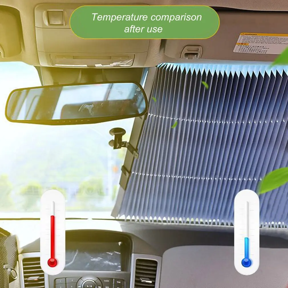 

Car Sunscreen Insulation Sunshade Automatic Retractable Folding Front Windshield Visor Curtain Blackout Curtain Light Barrier