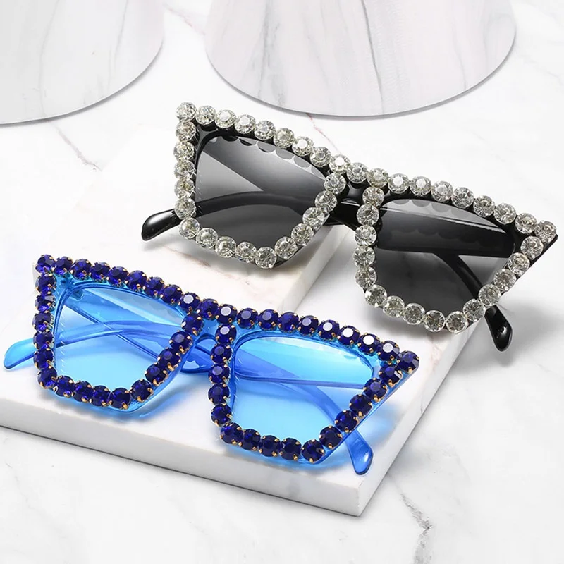 

Square Rhinestones Sunglasses Women acetate Frame Cat Eye Sun Glasses for female Crystal Shades For Women Glasses Eyewear Oculos