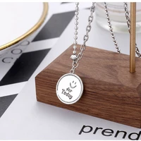 s925 sterling silver couple retro letter tag necklace english letter smiley round mixed diamond chain holiday gift