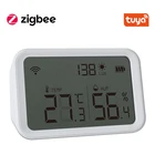 Датчик влажности и температуры Tuya Wi-Fi Zigbee, детектор люкс с ЖК-экраном, работает с Google Assistant и Tuya Zigbee Hub