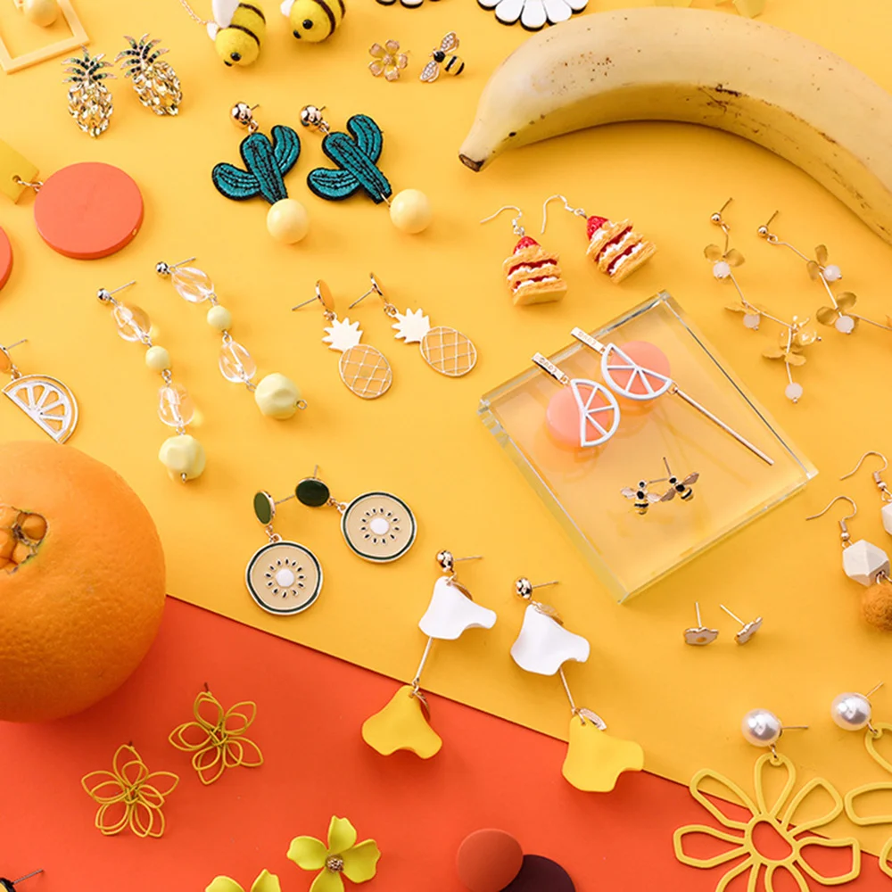 Летние корейские серьги для девочек Милые оранжевые капли с кокосовой пальмой