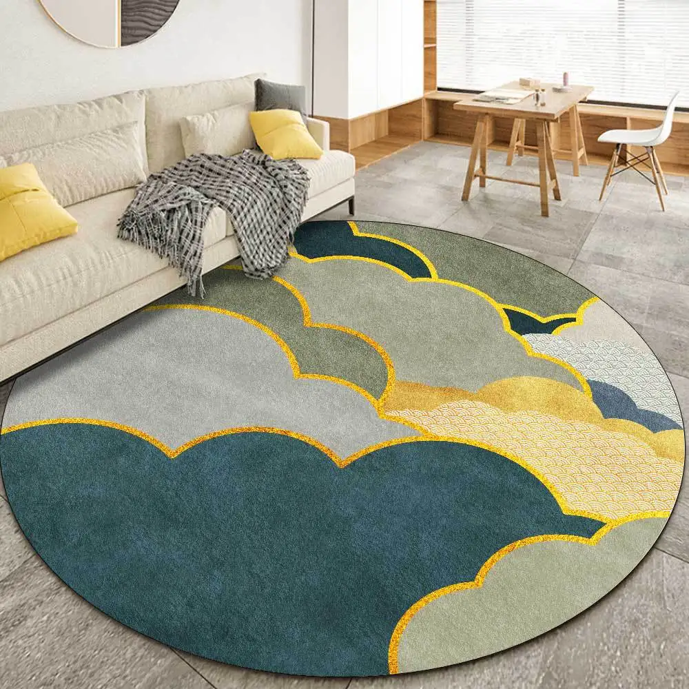 

Fashion modern new Chinese auspicious cloud geometry Phnom Penh green living room bedroom circular mat carpet customization