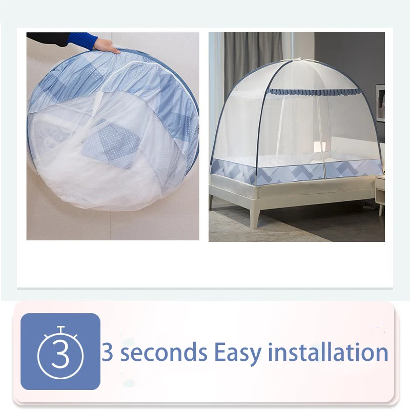 

Portable Folding Mosquito Net Bed Canopy Netting Tent For Double Bed Adults Girls Breathable Curtain With Frame Two-Door Yurt