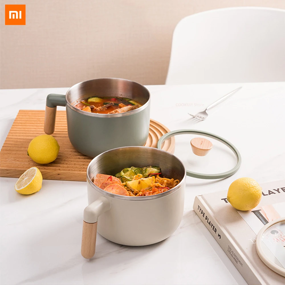 

Ланч-бокс Xiaomi, красивая миска для лапши быстрого приготовления с крышкой из нержавеющей стали, одинарное общежитие, Студенческая столовая м...