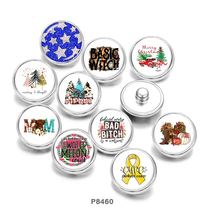 

Christmas Painted Stainless steel Glass Cabochons snaps button jewelry glass Snap Phase Box 20mm Earring P8460