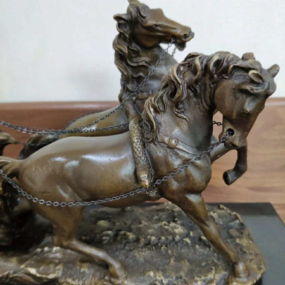 

Medieval Roman Warrior Chariot Statue Vintage Sculpture Art Marble Base Wonderful Office Study Decoration