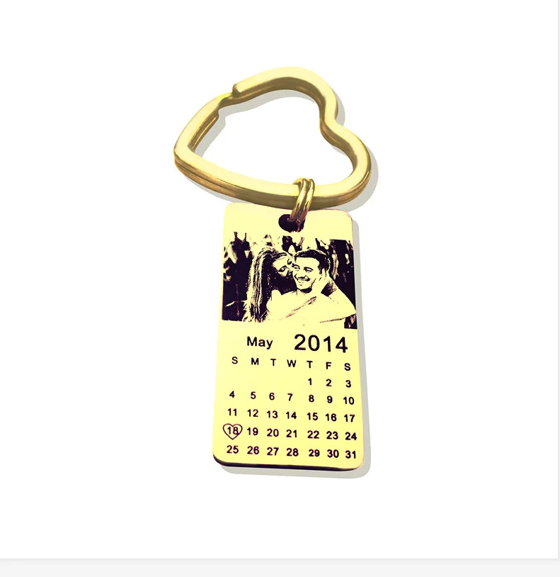 Naomy& ZP из нержавеющей стали на заказ фото брелок-календарь с гравировкой ID Dog Tag подвеска в виде ключа цепи милые брелки дропшиппинг