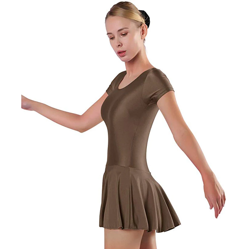 SPEERISE Women Short Sleeve leotards with Skirts Ballet Tutu for Women's Summer Skinny Bodysuits Scoop Neck Ladies | Женская одежда