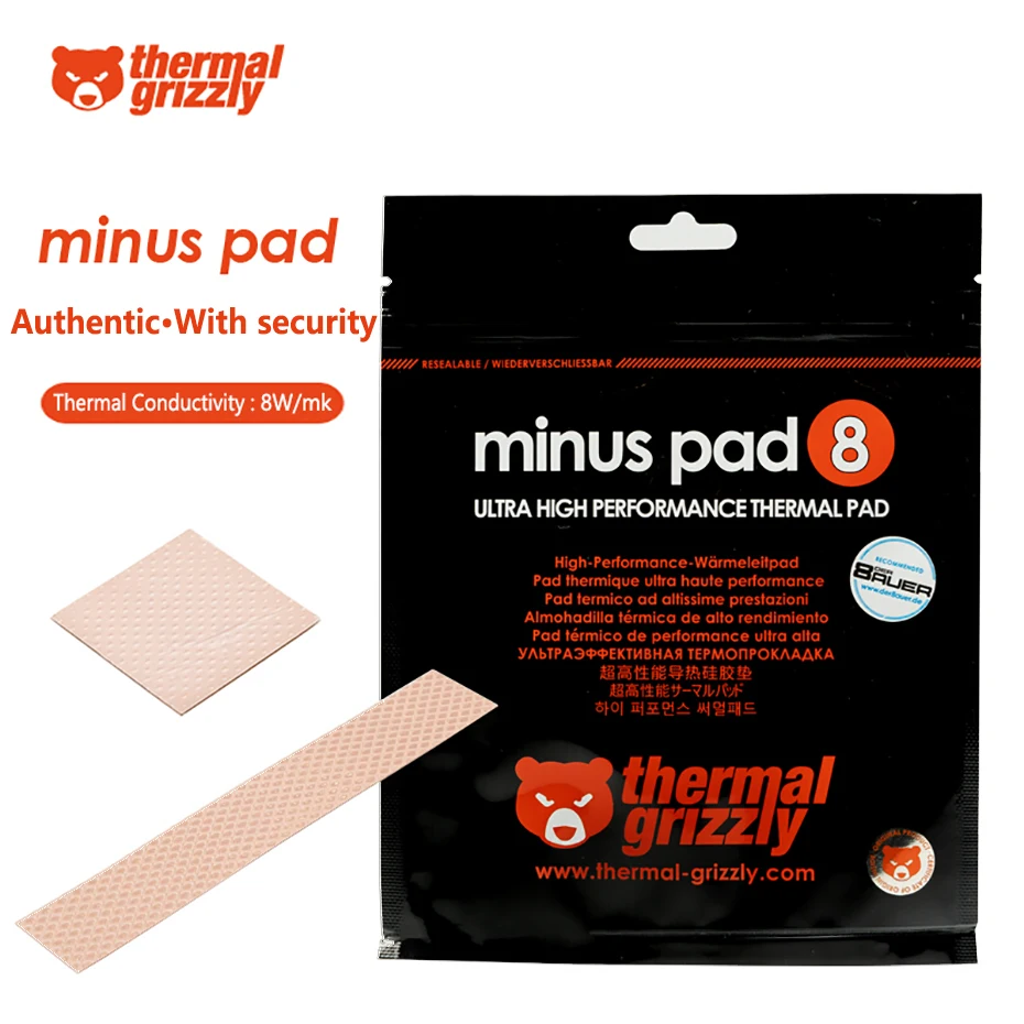 Grizzly Menos Almofada Térmica Almofada Térmica 8.0w mk Multi-tamanho da Placa de Cpu Gráficos Motherboard Dissipação de Calor do Dissipador de Calor de Silicone Pad 8 Ventiladores e resfriadores