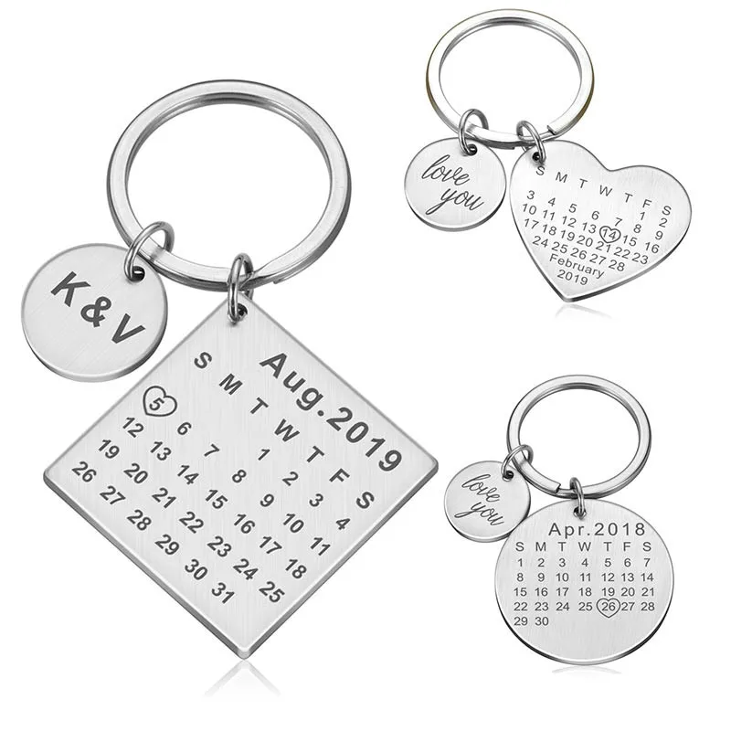 Брелок для ключей из нержавеющей стали с гравировкой индивидуальный календарем