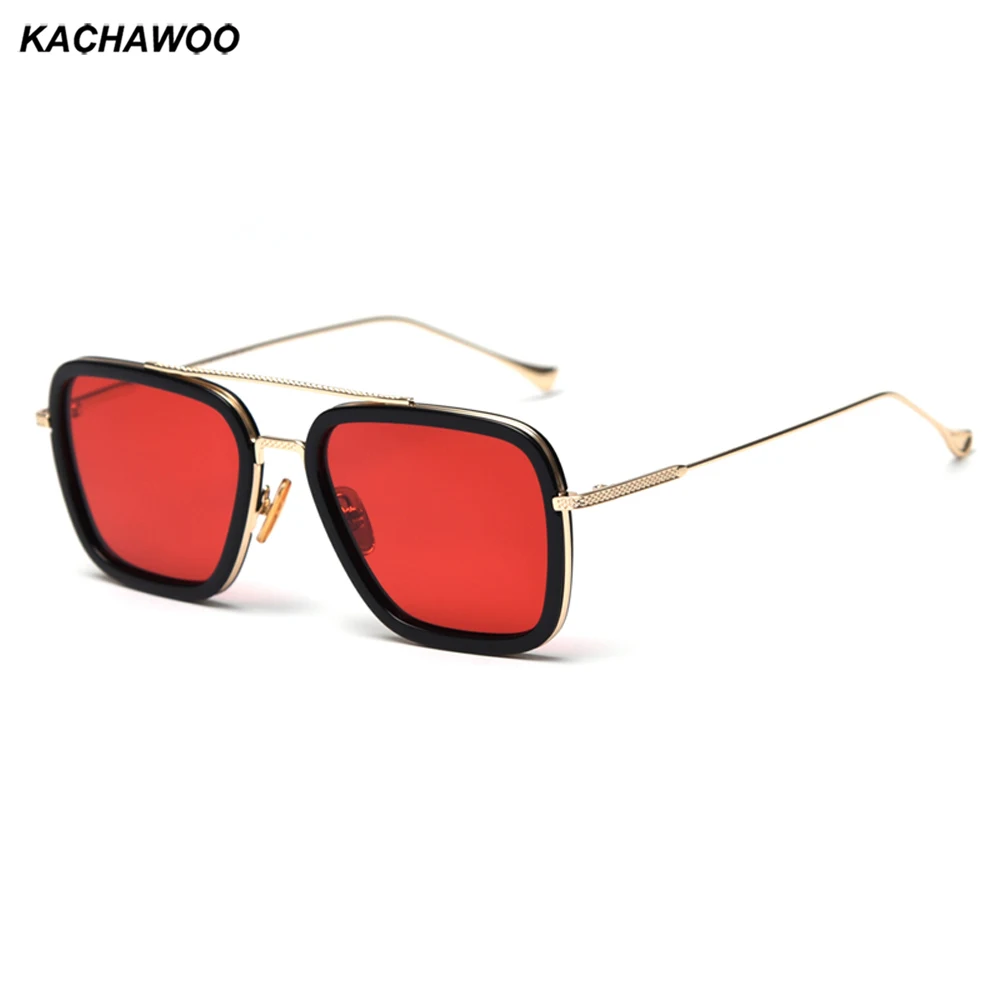 Мужские поляризационные солнцезащитные очки Kachawoo красные коричневые