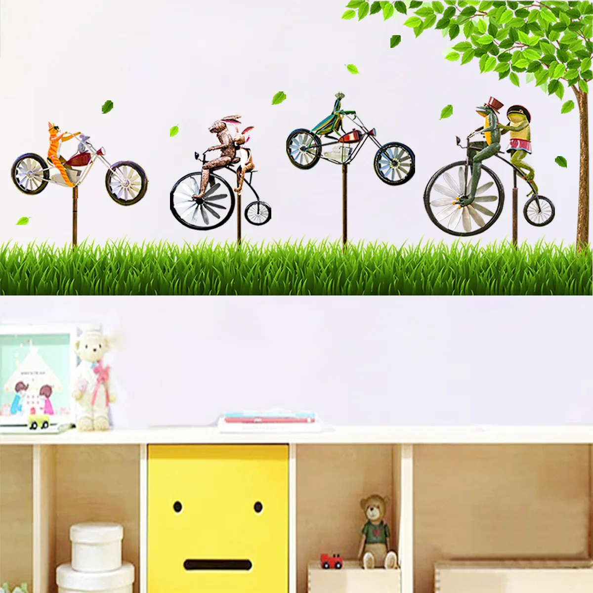 

Creative Tree Animal Bicycle Wall Sticker DIY Kids Room Nursery Backdrop Wall Decor Living Room Bedroom Cartoon Mural home Decor