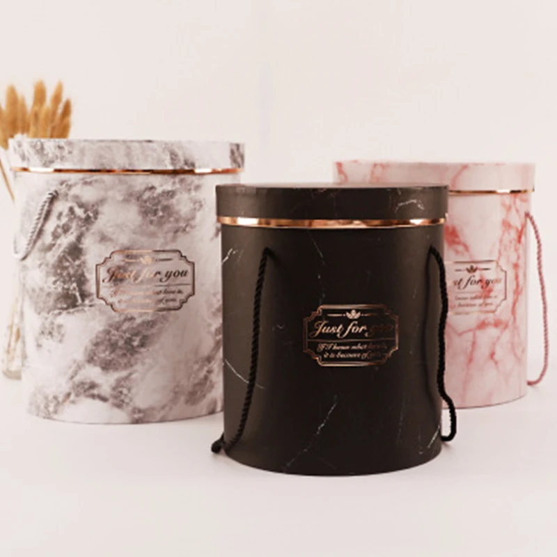 

3Pcs Artificial Flower Round Lid And Tray Cardboard Cap Hug Bucket Storage Box Packing Box Wedding Candy Gift Box