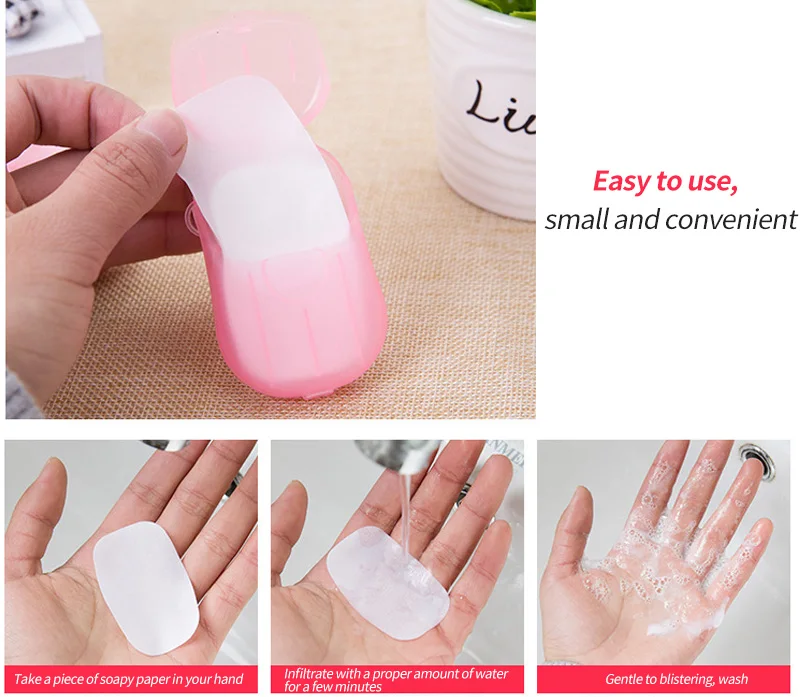 

20/40/80PCS Portable Travel Soap Disposable Slice Sheets Paper Soap Washing Hand Body Bath Face Cleaning Face Cleansing Soaps
