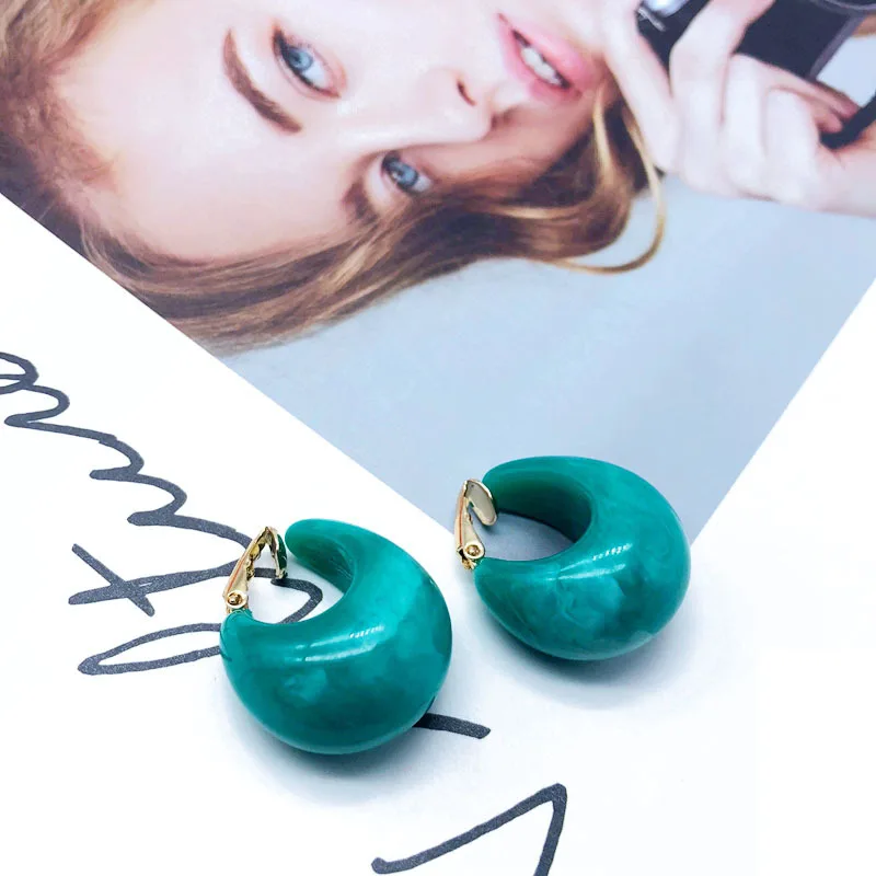 Модные Винтажные серьги-кольца SRCOI из плотной смолы 2019 карамельных цветов