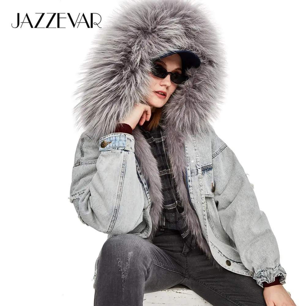 JAZZEVAR 2019 Новая куртка зимняя модная уличная женская джинсовая большого размера