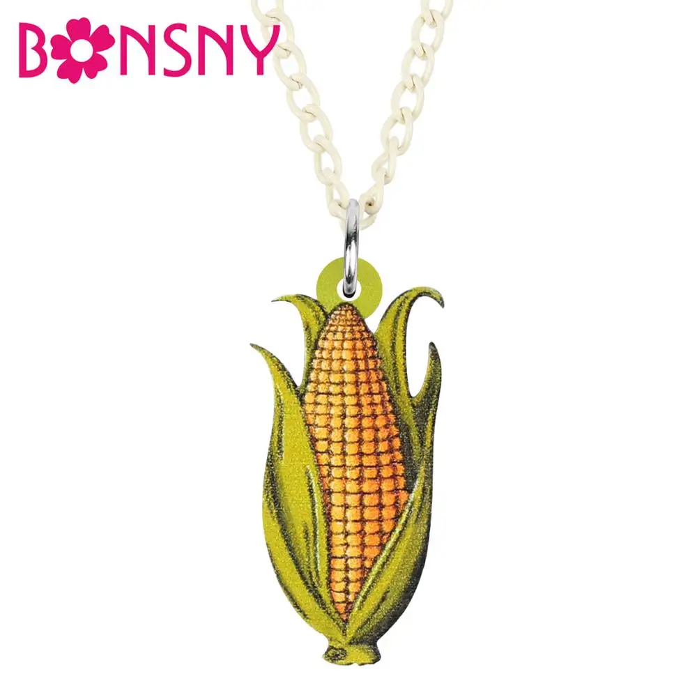 Акриловое ожерелье Bonsny из кукурузы на День Благодарения кукуруза цепочка кулон
