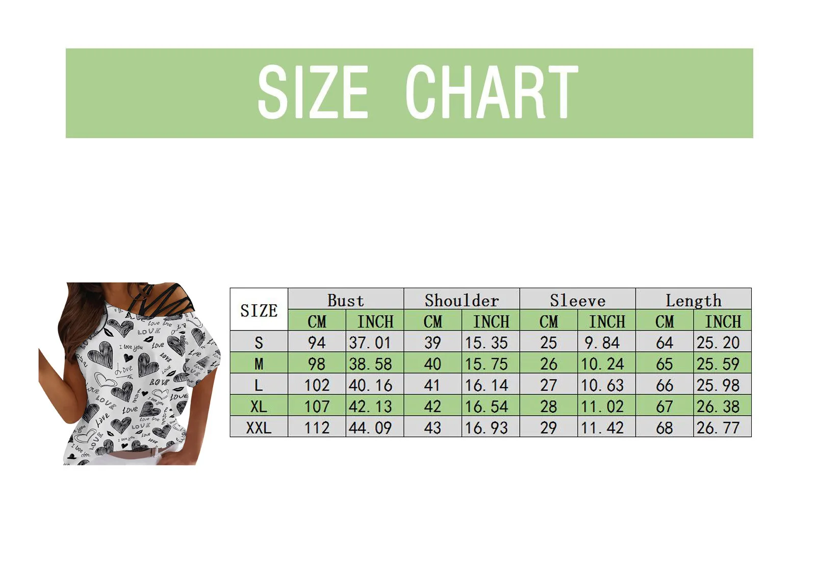

summer sale tshirt Womens Heart Print Diagonal Collar Dew Shoulder Casual Short Sleeves Tops sconti abbigliamento donna#40