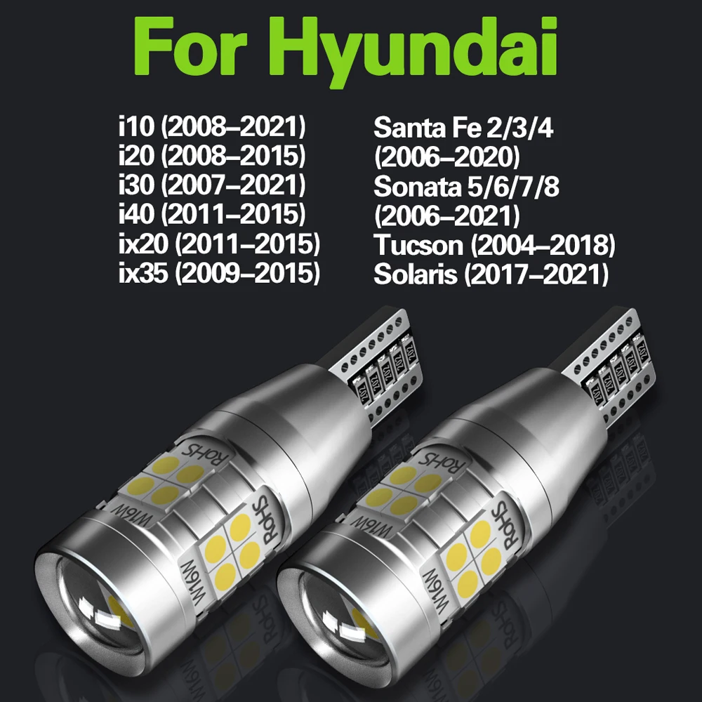 2pcs LED Reverse Light Blub W16W T15 Canbus For Hyundai Solaris Tucson i10 i20 i30 i40 ix20 ix35 Santa Fe 2 3 4 Sonata 5 6 7 8 | Автомобили