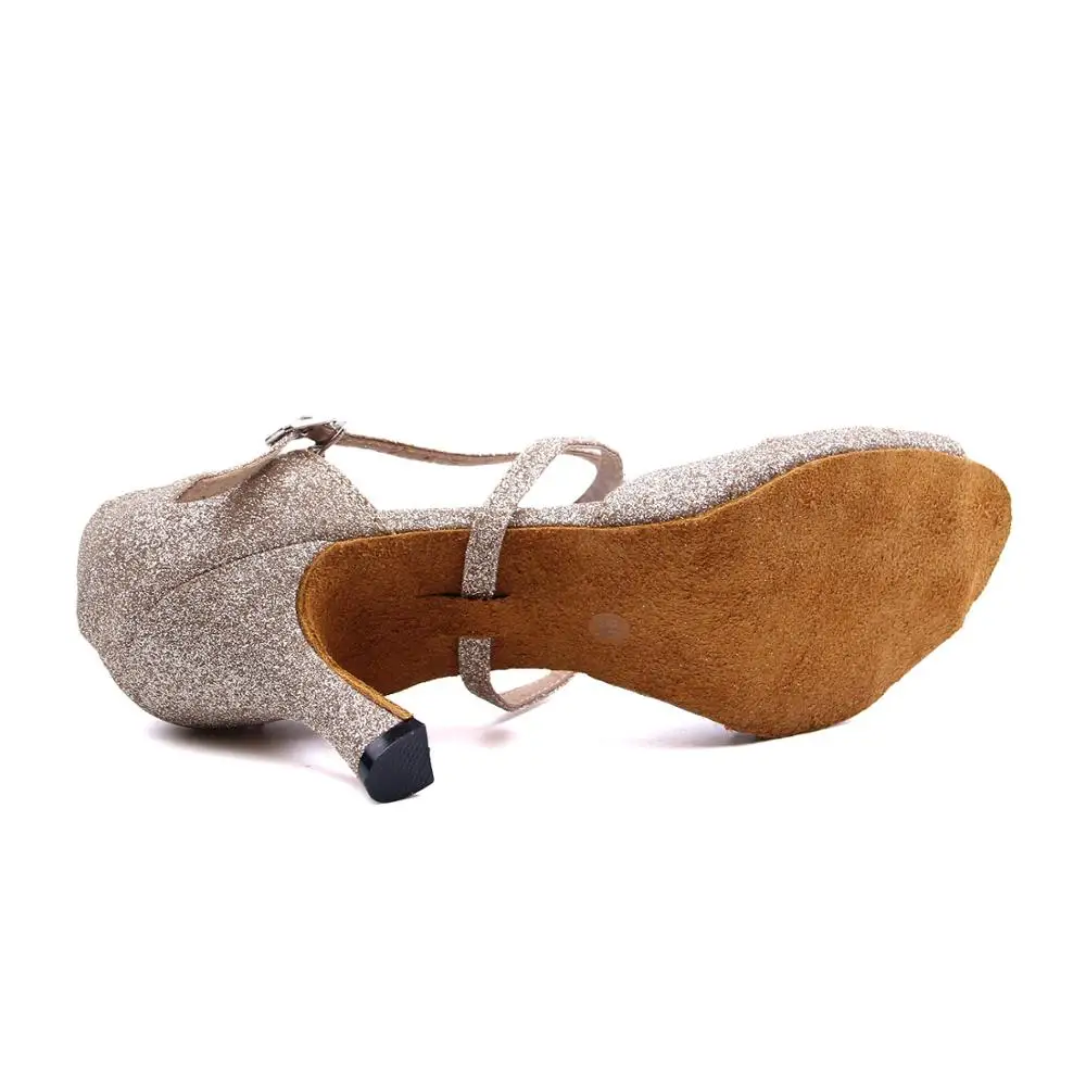 Women Ballroom Latin Dance Shoes Gold Salsa Tango Bachata Dance Shoes for Prom Wedding Dancing Heel 6/7.5/8.5 cm VA30