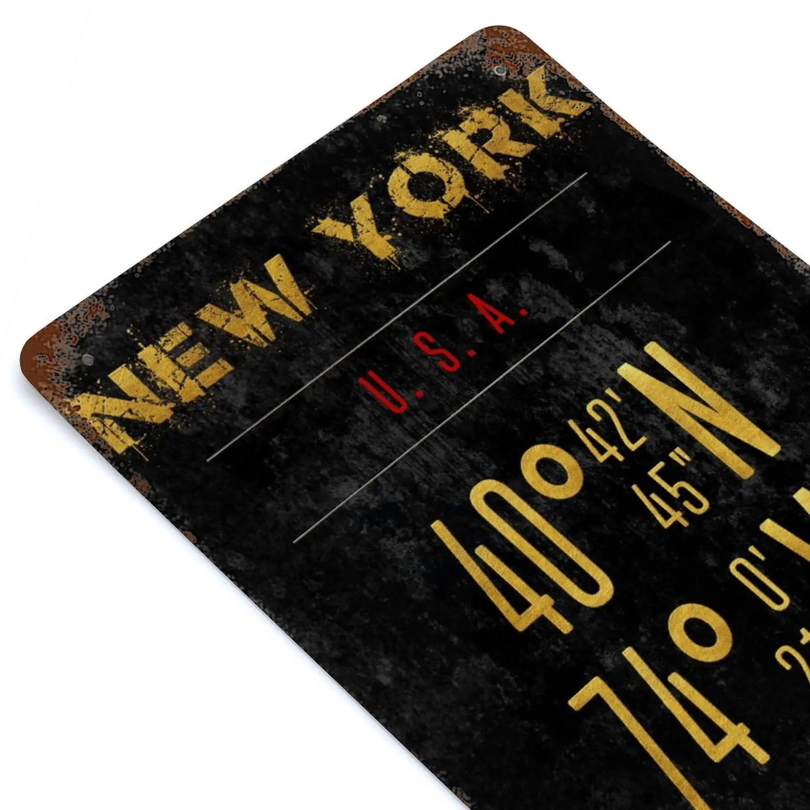 

New York City Golden Coordinateas Printed Retro Metal Poster Decor Home Wall Decoration Tin Sign Plaque