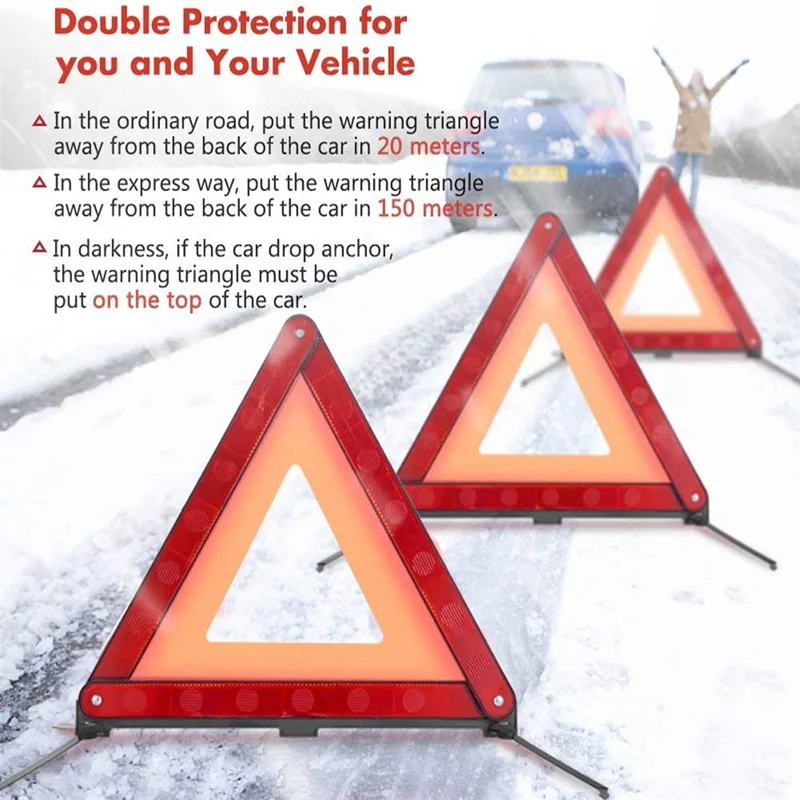 

1pcs CarTriangle Emergency Reflective Warning Jacket Breakdown Warn Safety Auto Folding Stop Sign Road Reflector Traffic Safety
