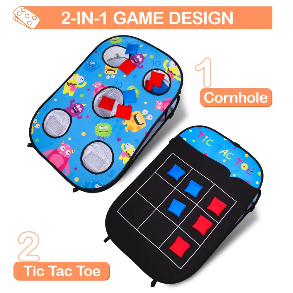 

Clispeed Cornhole Game Set Play Bean Bags Throwing Bags Tossing Game Beanbags for Kids Children 90 x 60 x 20