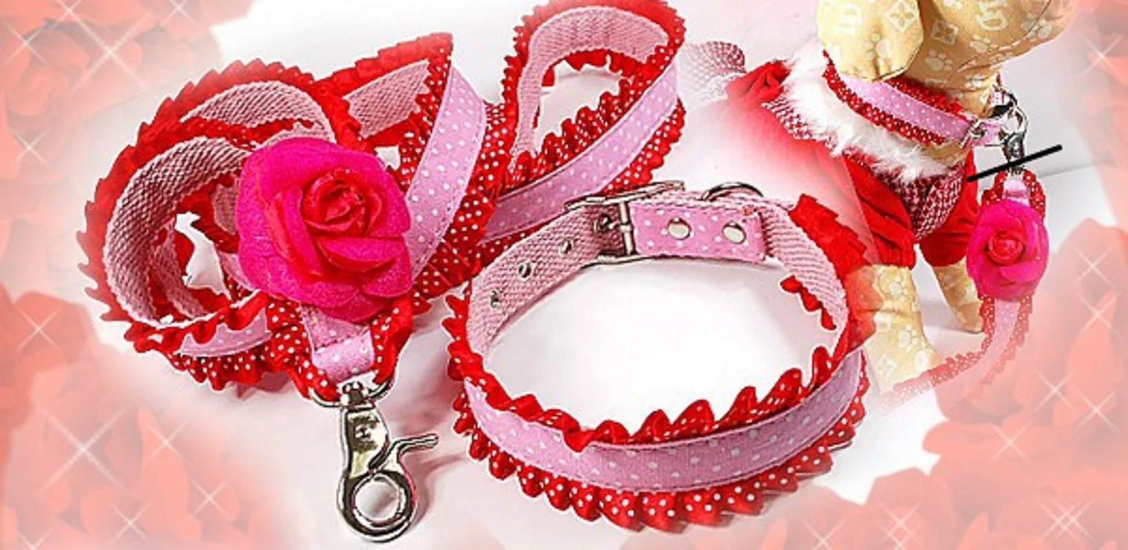 Free Shipping Princess Camellia Lace Adjustable Dog Collar Leash Pet Accessories Collier Yorkie Poodle Maltese Walking Holiday | Дом и сад