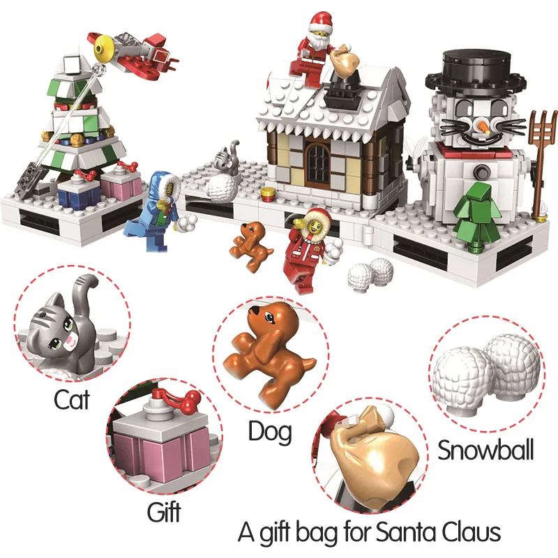 Рождественский Снежный подарок Grinch дом строительные блоки совместимые с Friends