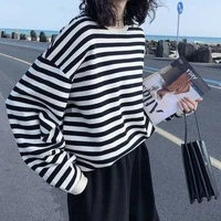striped womens sweatshirt hoodies streetwear 2021 fashion korean style kpop gothic goth harajuku long sleeve tops spring