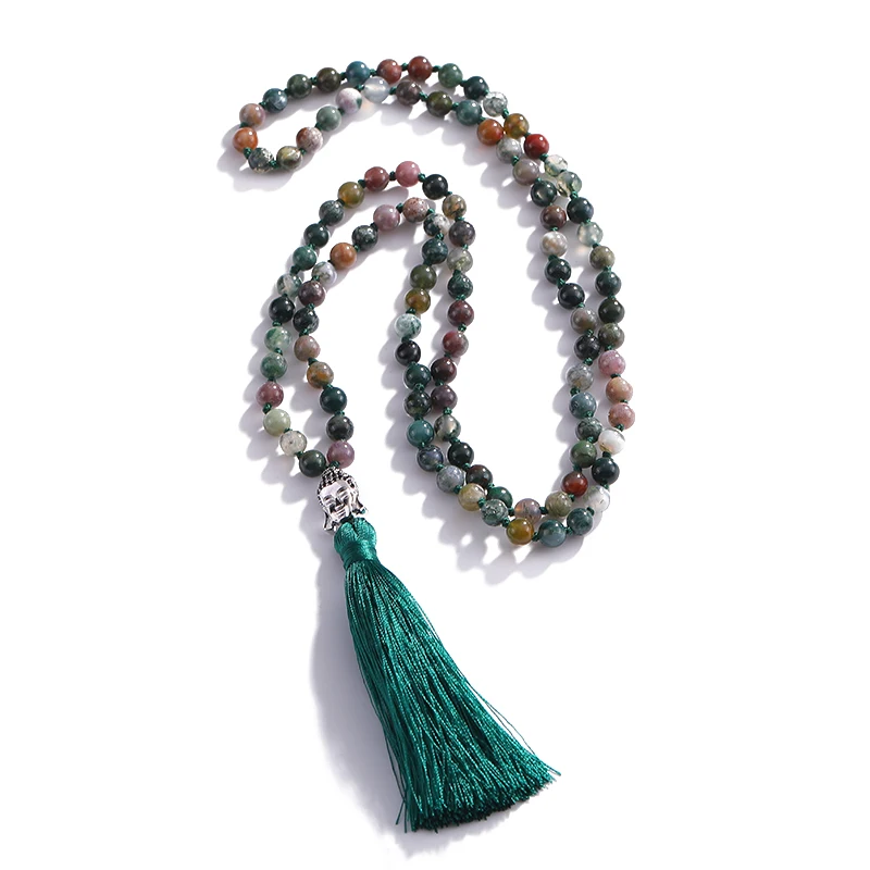 6 мм Agatas натуральный оникс индийские мужские ожерелья с кисточками ювелирные