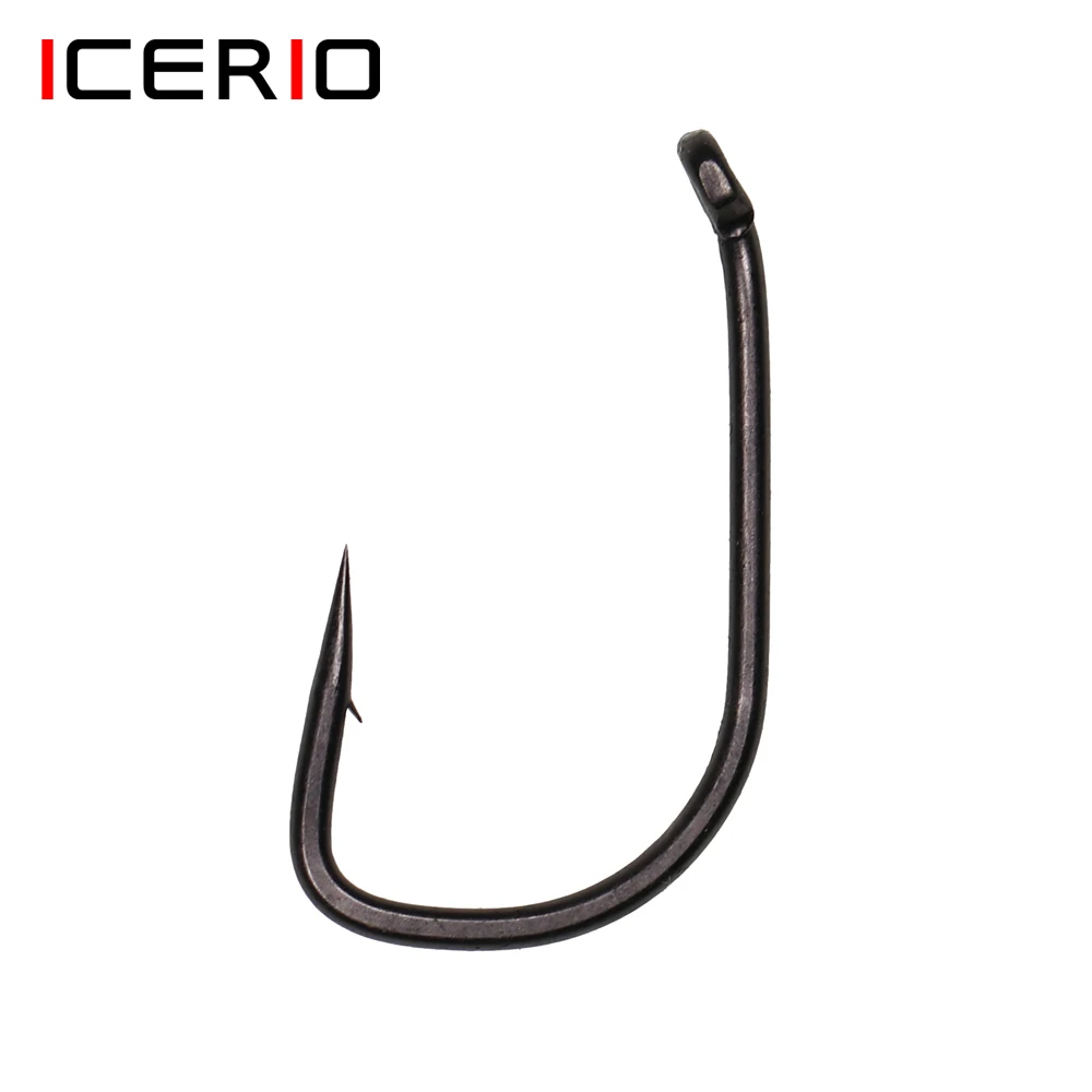 

ICERIO 20pcs 2# 4# 6# 8# 10# Matt Black High Carbon Steel Carp Fishing Hook Bent Eye Barbed Pop-up Rig Hooks