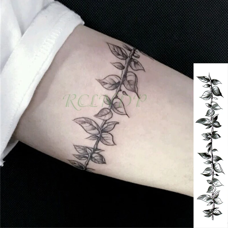 

Водостойкая Временная тату-наклейка цветок лоза листья растения поддельные тату личность вспышка Талия рука Татто для женщин и мужчин