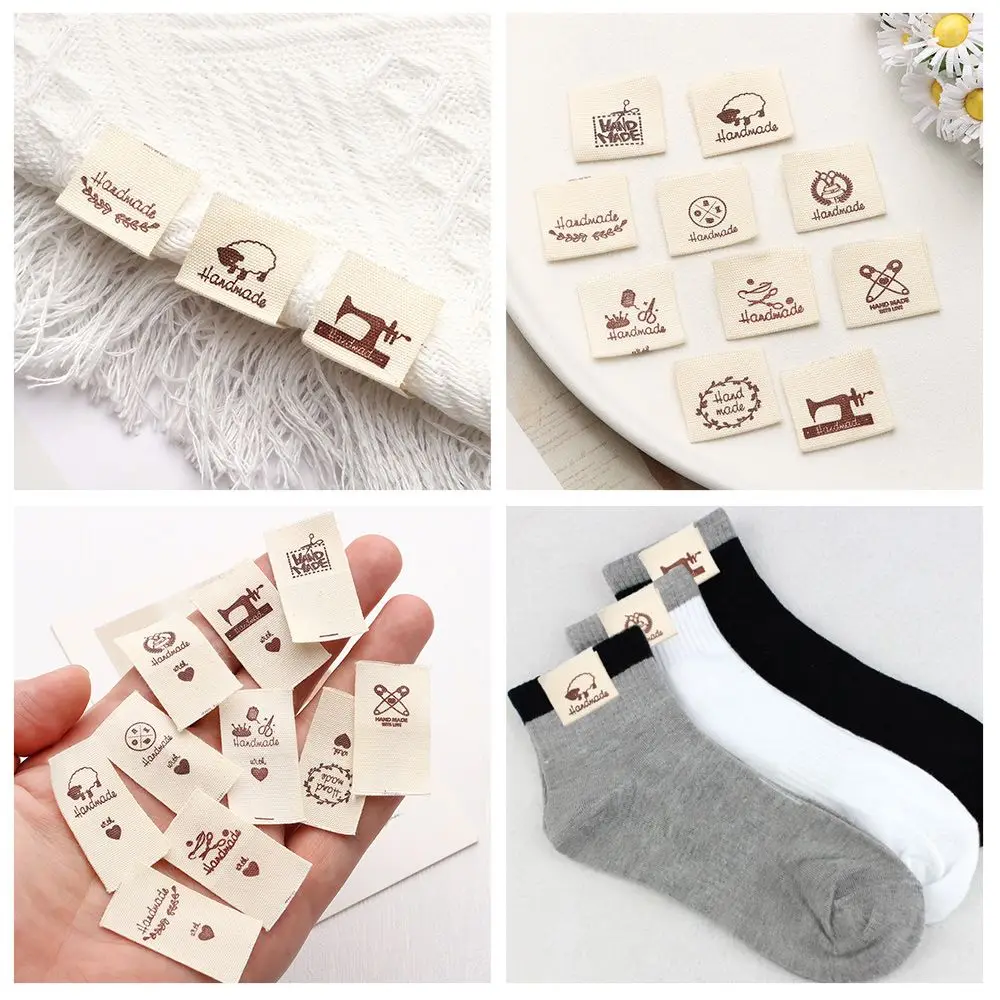 

Pattern Woven Knitted Supplies Sheep Scissors Handmade With Love Cloth Garment Labels Clothing Tags Sewing Accessories